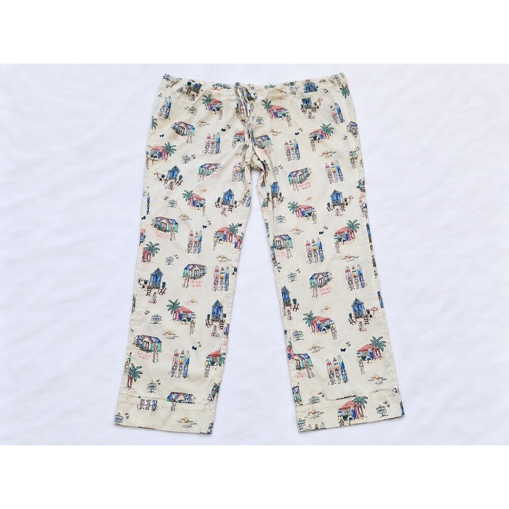 Victoria’s Secret Women’s Large Beach Surf Print Pajama Pants Drawstring Lounge
